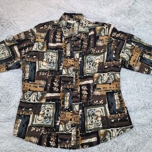 Professional Image Shirt Womens 22 Brown Casual Button Up Lightweight Soft Comfy